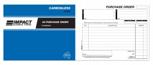 IMPACT CARBONLESS PURCHASE ORDER BOOK LANDSCAPE A5 TRIP. CS-480 (price excludes gst)