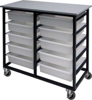 10 Tote Box Metal Frame Mobile Trolley Black 992W x 420D x 886H mm  (Price excludes GST)