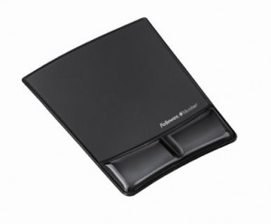 FELLOWES GEL WRIST SUPPORT & MOUSE PAD WITH MICROBAN BLACK
