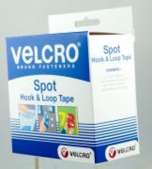 VELCRO HOOK & LOOP SPOT 22mm Diameter WHITE 62 Spots in DISPENSER 