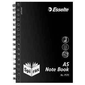 SPIRAL NOTEBOOK BLACK PP COVER #570 A5 200pg 210mm x 148mm