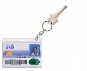 FUEL CARD HOLDER RIGID WITH KEY RING CLEAR (PKT 10) #9801912  (price excludes gst)