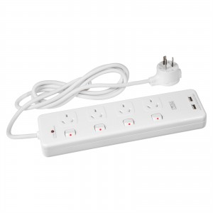 HPM 4 OUTLET 2 USB SURGE PROTECTED POWERBOARD