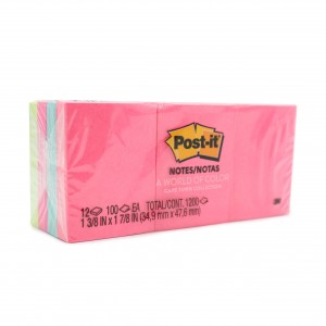 POST IT NOTE PADS 653-AN 38mm x 50mm NEON-Pkt 12