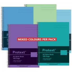 PROTEXT A5 SPIRAL NOTEBOOK 100pg NB2030 PP COVER - ASSORTED 10pk
