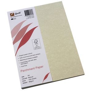 QUILL PARCHMENT PAPER A4 NATURAL 89gsm (PKT 100)  (price excludes gst)