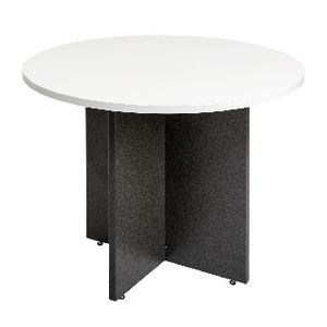 RAPIDLINE ROUND MEETING TABLE 900mm Diameter Top with X Base White & Ironstone (price excludes gst)