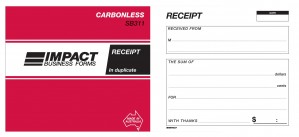 IMPACT CARBONLESS CASH RECEIPT BOOK DUP. (5x4) SB-311 (price excludes gst)