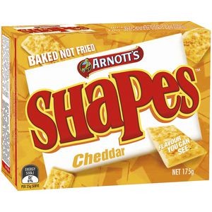 ARNOTTS SHAPES CHEDDAR 175g  (price excludes gst)